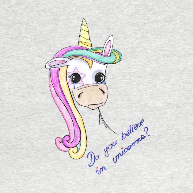 Believe in unicorns magic cute rainbow pony by BalumbaArt